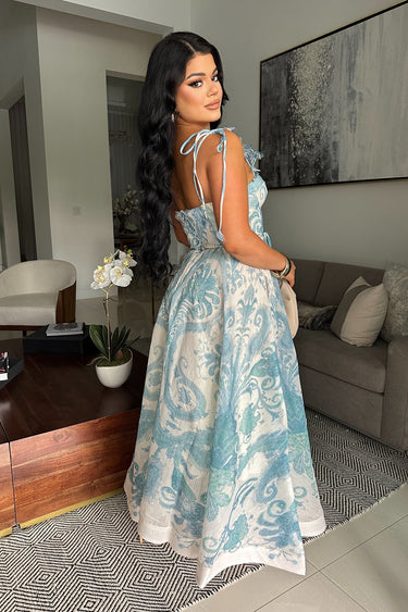 Mediterranean Muse Corset Maxi Dress - Palazzo Couture Online