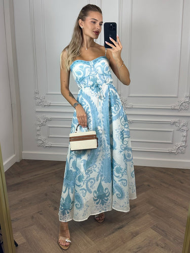 Mediterranean Muse Corset Maxi Dress - Palazzo Couture Online