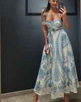 Mediterranean Muse Corset Maxi Dress - Palazzo Couture Online