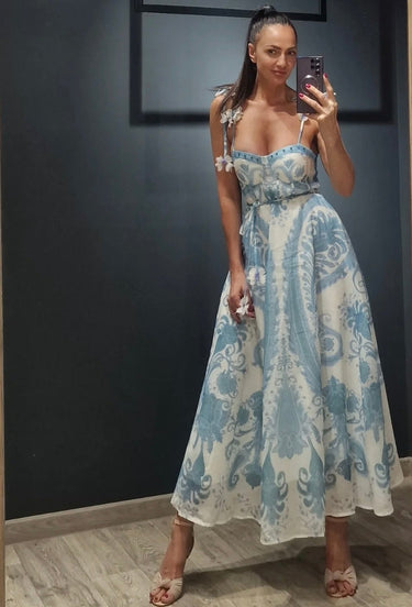 Mediterranean Muse Corset Maxi Dress - Palazzo Couture Online