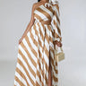 Meet Me In Dubai Gold Satin Dress with One Shoulder Design front view showing full-length maxi silhouette