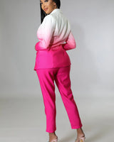 Women's  pant set high waist style back view