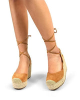 Mel Wrap Espadrille Wedge Sandals in Light Tan - women's fashion sandals