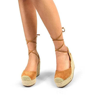 Mel Wrap Espadrille Wedge Sandals in Light Tan - women's fashion sandals