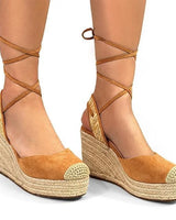 Mel Wrap Espadrille Wedge Sandals in Light Tan - comfortable summer shoes for women