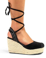 Mel Wrap Wedge -Black - women's fashion sandals