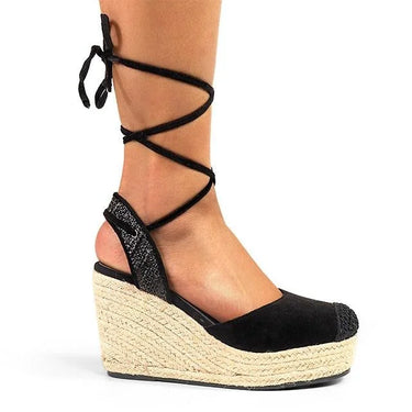 Mel Wrap Wedge -Black - women's fashion sandals