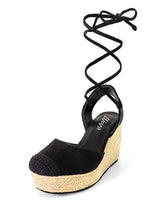 Mel Wrap Wedge -Black - comfortable summer shoes for women