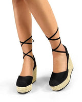 Mel Wrap Wedge -Black for women - stylish shoes by Palazzo Couture