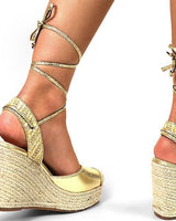 Mel Wrap Wedge - Gold - Palazzo Couture Online