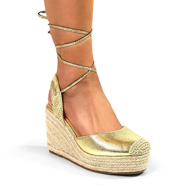 Mel Wrap Wedge - Gold - Palazzo Couture Online