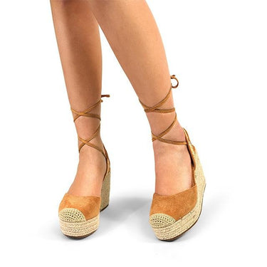 Mel Wrap Wedge - Light Tan - Palazzo Couture Online