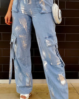 Women's  jeans high waist style back view
