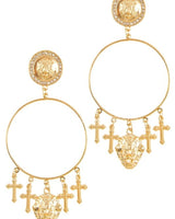 Metal Dangling Round Cross Earring - Palazzo Couture Online