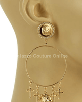 Metal Dangling Round Cross Earring - Palazzo Couture Online