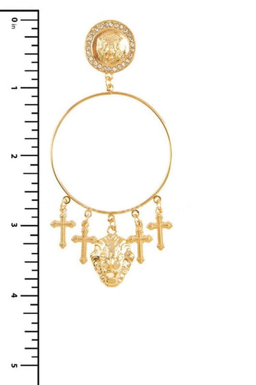Metal Dangling Round Cross Earring - Palazzo Couture Online
