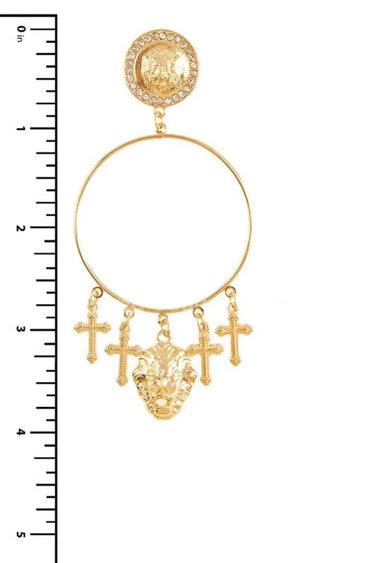 Metal Dangling Round Cross Earring - stylish accessory for every outfit