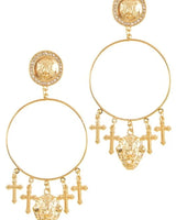 Metal Dangling Round Cross Earring for women - fashion jewelry by Palazzo Couture