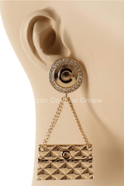 Metal Long Hand Bag Earring One Size / Gold Earrings