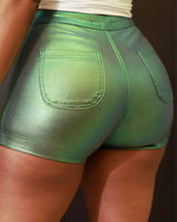 Sassy Slithers Metallic Shorts – Green view 3