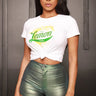 Sassy Slithers Metallic Shorts – Green front view