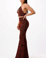 Women's  pant set metallic style back view