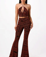 Metallic pant set Bralette with Stretch Fit front view showing complete two piece pant set