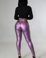 Expensive Views Anny Metallic Purple Pants - view 2