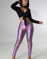 Expensive Views Anny Metallic Purple Pants - front view