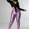 Expensive Views Anny Metallic Purple Pants - front view