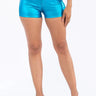 Sassy Slithers Metallic Shorts – Turquoise front view
