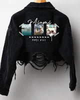 Miami Pura Vida Crop Jacket (Black Denim) - trendy layering piece for women