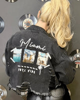 Miami Pura Vida Crop Jacket (Black Denim) for women - stylish outerwear by Palazzo Couture