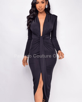Midnight Allure Plunge Maxi Dress - Palazzo Couture Online