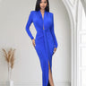 Midnight Allure Plunge Maxi Dress - Royal Blue - Palazzo Couture Online