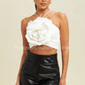 Midnight Blossom Applique Top (White) - Palazzo Couture Online