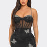 Midnight Butterfly Sparkle Mini Dress (Black) front view showing mini dress silhouette
