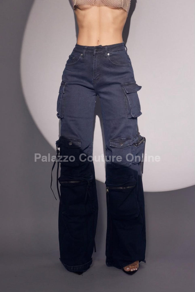 Midnight Cargo Flare Pants