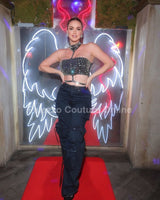 Midnight Cargo Flare Pants - Midnight Blue - Palazzo Couture Online