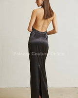 Women's Pleated maxi dress pleated style back view