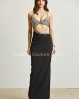 Midnight Elegance Cut - Out Gown(Black) - Palazzo Couture Online