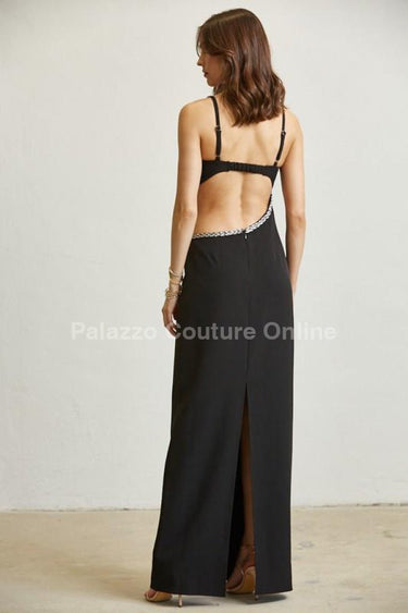 Midnight Elegance Cut - Out Gown(Black) - Palazzo Couture Online