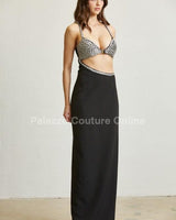 Midnight Elegance Cut - Out Gown(Black) - Palazzo Couture Online