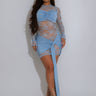 Midnight Lace Illusion Mini Dress - Baby Blue - Palazzo Couture Online
