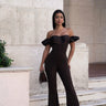 Midnight Muse Off - Shoulder Corset Jumpsuit - Chocolate - Palazzo Couture Online