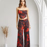 Midnight Rose Corset Pant Set - BlackRed - Palazzo Couture Online