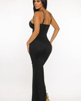 Midnight Stardust Rhinestone High - Slit Maxi Dress - Black - Palazzo Couture Online