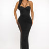 Midnight Stardust Rhinestone High - Slit Maxi Dress - Black - Palazzo Couture Online