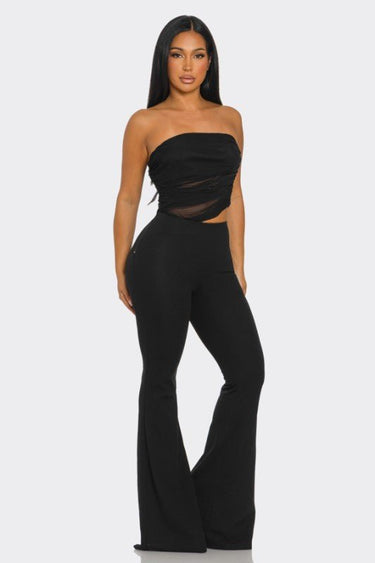 Midnight Temptation Mesh Jumpsuit - Black - Palazzo Couture Online