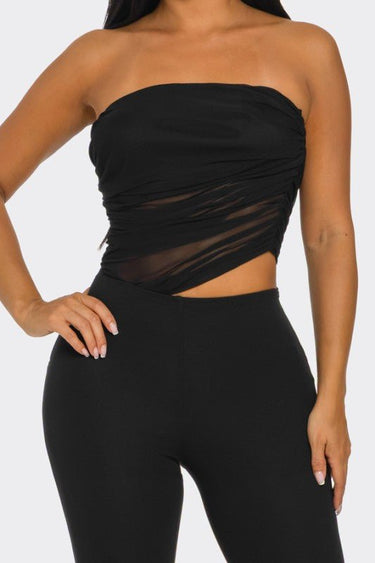 Midnight Temptation Mesh Jumpsuit - Black - Palazzo Couture Online